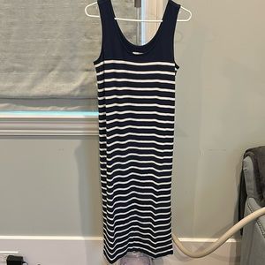 Lou & Grey navy and white striped jersey maxi dress, size small